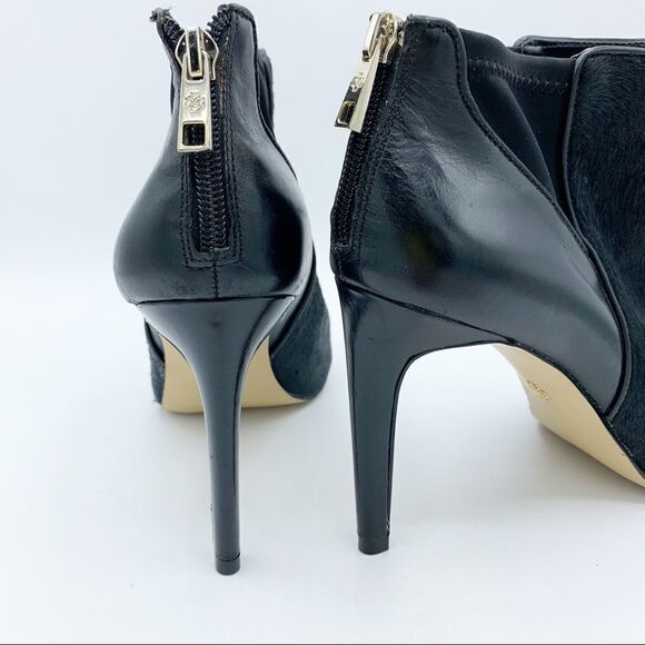 Ann Taylor Calf’s Hair and Leather Peep Toe Black Booties‎ Sz 8 - Picture 4 of 15
